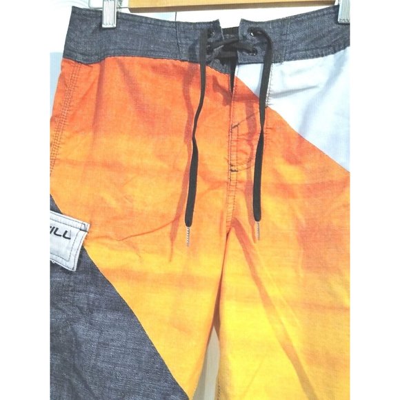 O'neill Mens Board Shorts Black Orange Gray Swim Short Surf Beach Size 28 - Picture 1 of 7